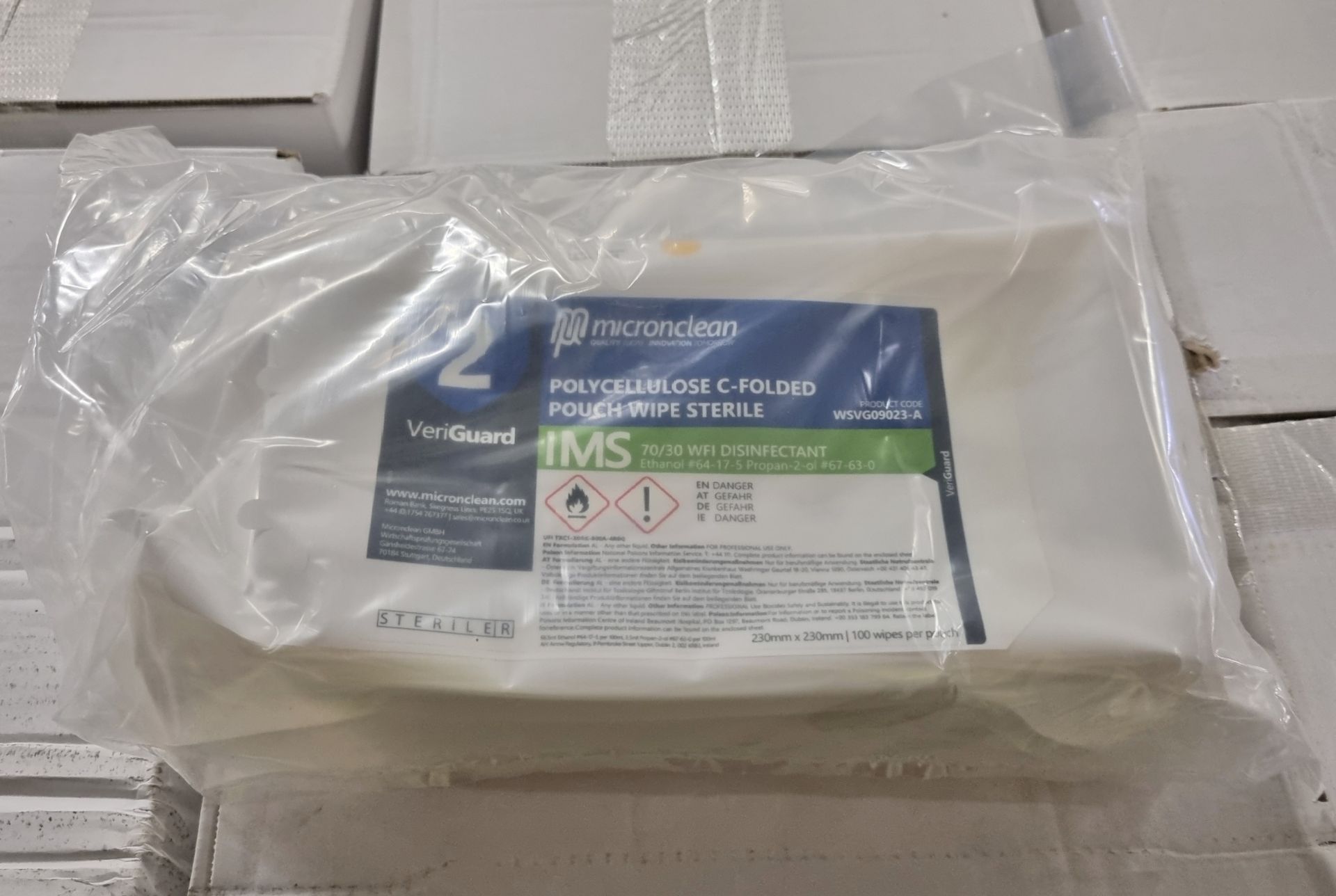 33x boxes of Micronclean Veriguard Polycellulose C-folded pouch wipe sterile - 230mm x 230mm - Image 2 of 4