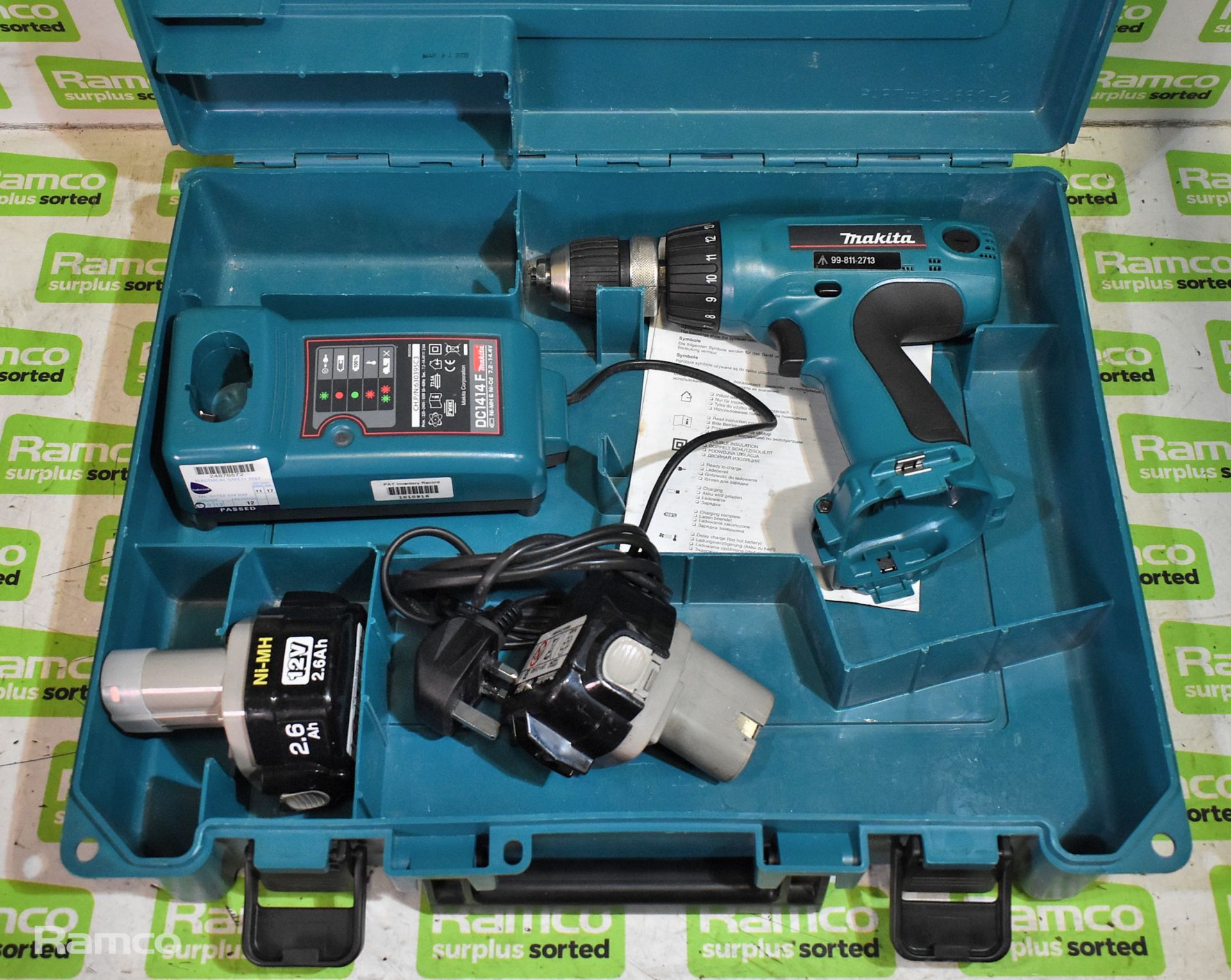 Makita 6317D cordless drill - DC1414F charger - 2 x 12V batteries - case - Bild 2 aus 6