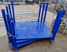 3x Metal pallet stillages - blue - L 1800 x W 1400 x H 1220mm