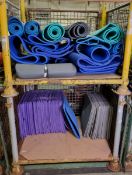 35x folding yoga mats, 17x roll-up yoga mats mixed colours and lengths