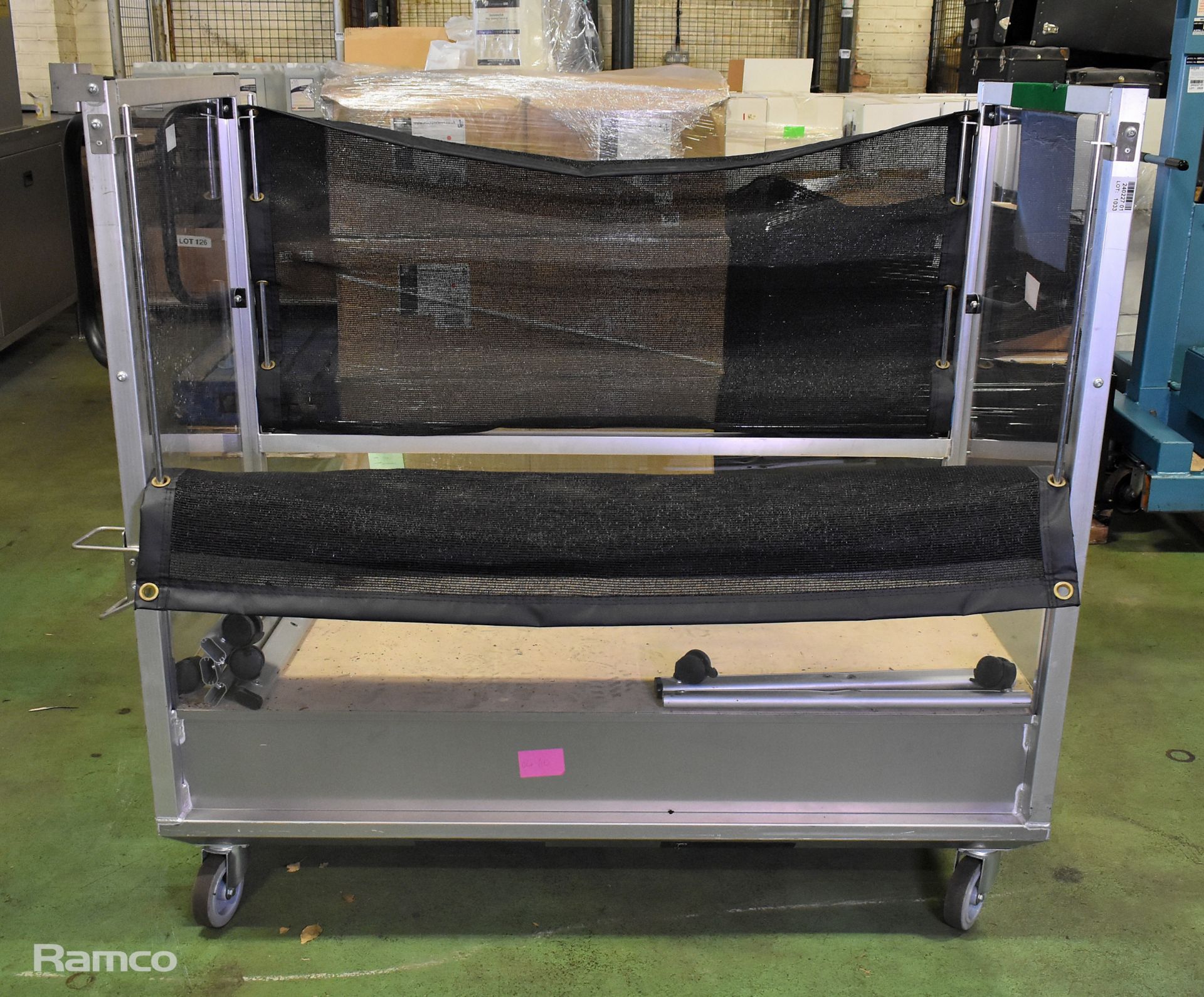 Metal trolley with mesh curtains - W 1500 x D 750 x H 1400mm