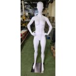 White plastic full body mannequin -YD-21 - Female - hands on hips - matt white