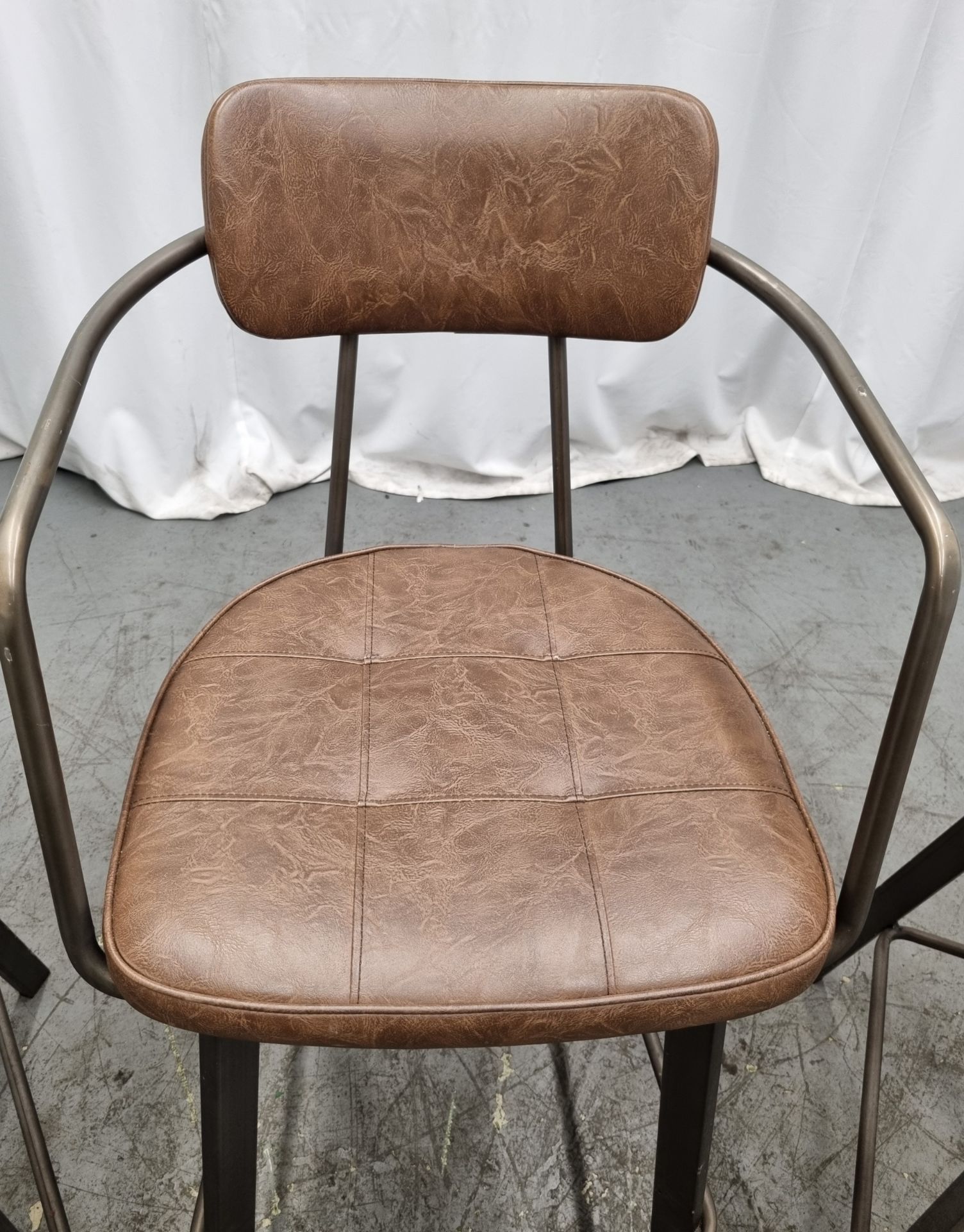 3x Industrial brown leather restaurant chairs - L 550 x W 600 x H 1100mm - Bild 7 aus 11