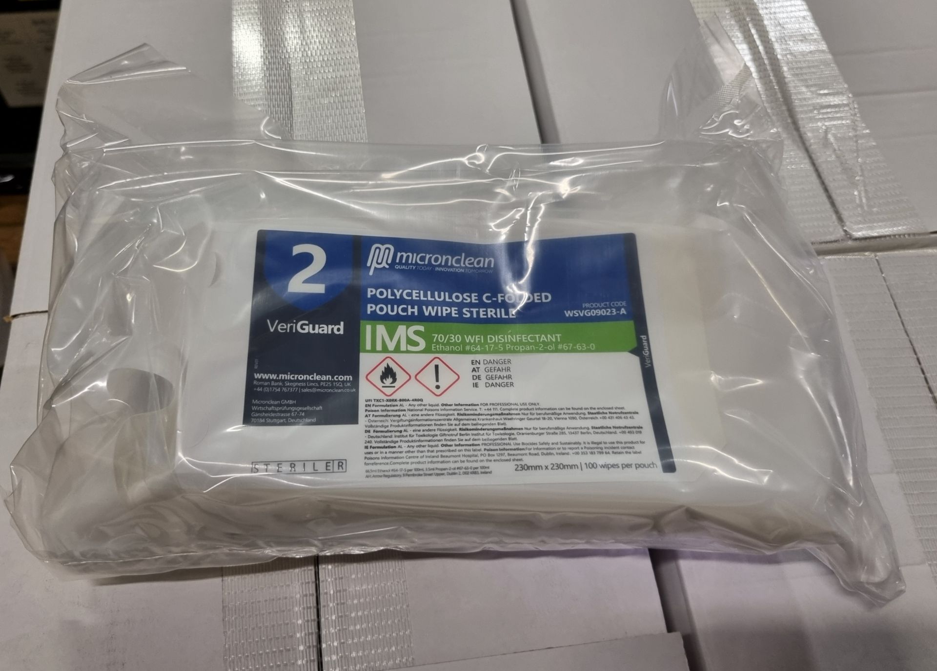 36x boxes of Micronclean Veriguard Polycellulose C-folded pouch wipe sterile - 230mm x 230mm - Image 3 of 4