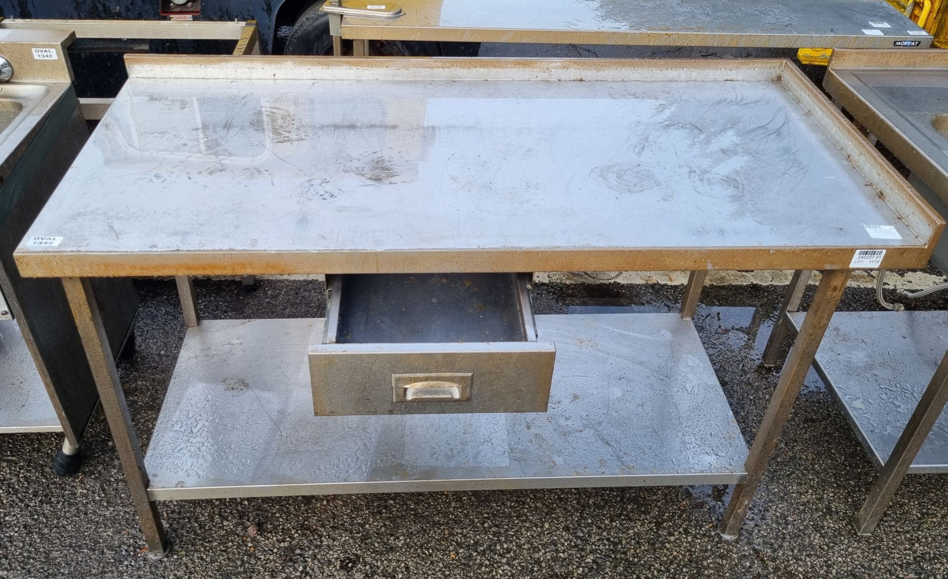 Stainless steel preparation table with draw and splashback - L 1500 x W 650 x H 940mm - Bild 3 aus 3