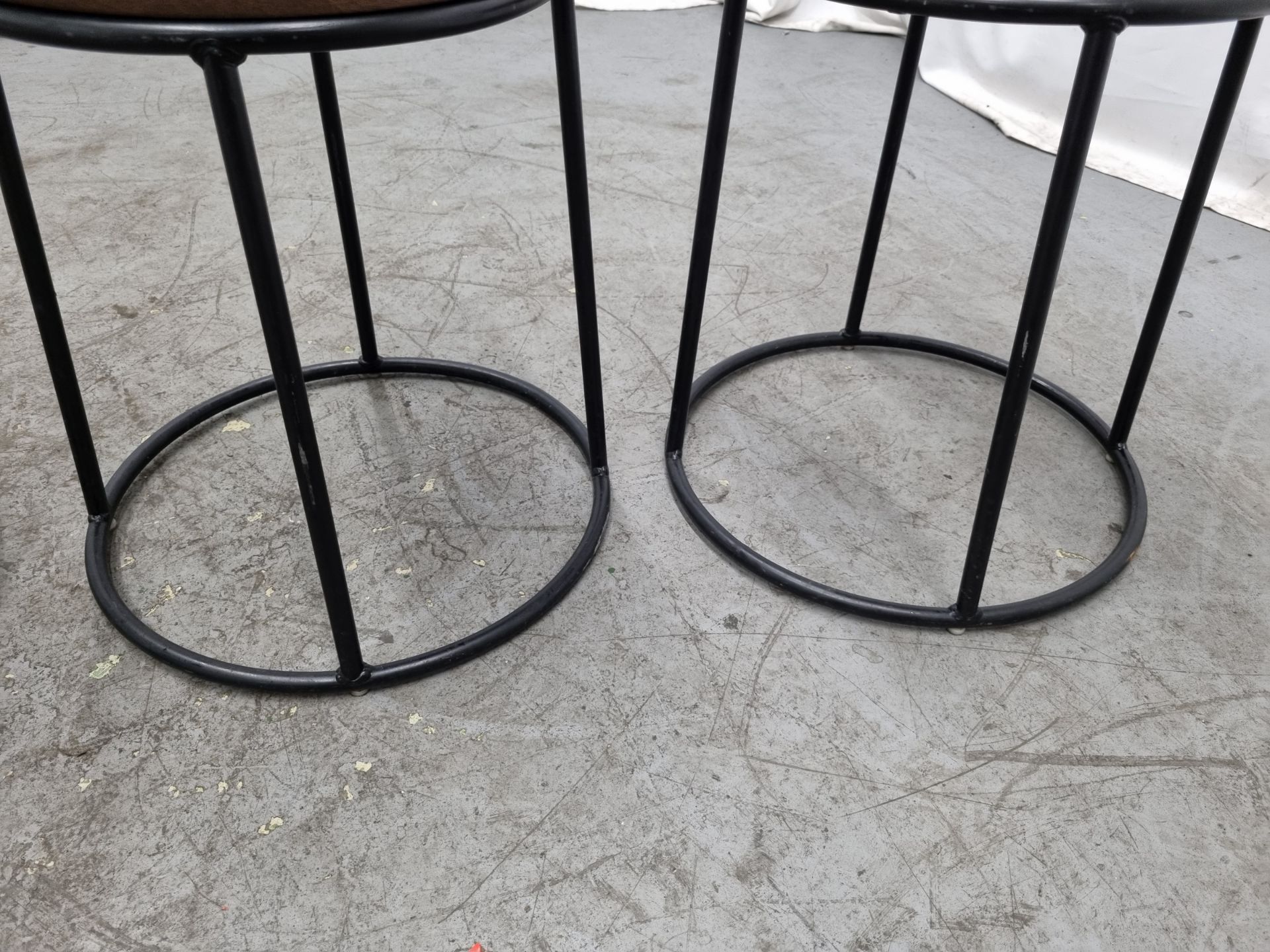 5x Industrial brown leather circular restaurant stools - L 450 x W 450 x H500mm - Bild 8 aus 10