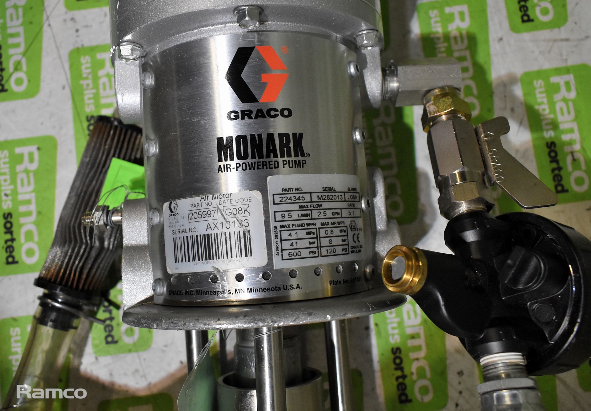 Graco Monark 205997 air powered drum pump - max flow: 9.5 L/min (2.5 GPM) - Image 3 of 6