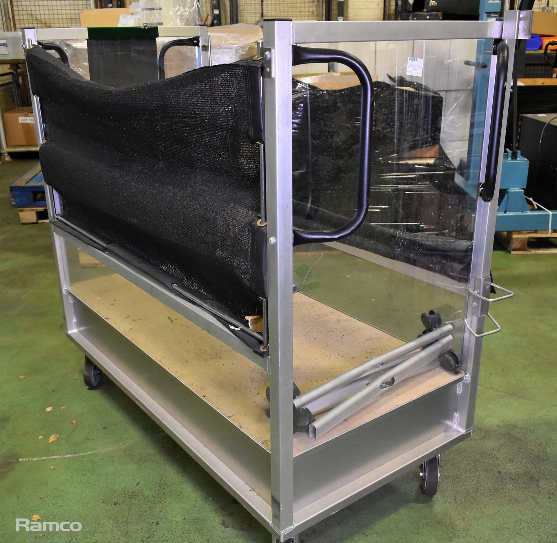 Metal trolley with mesh curtains - W 1500 x D 750 x H 1400mm - Image 4 of 5