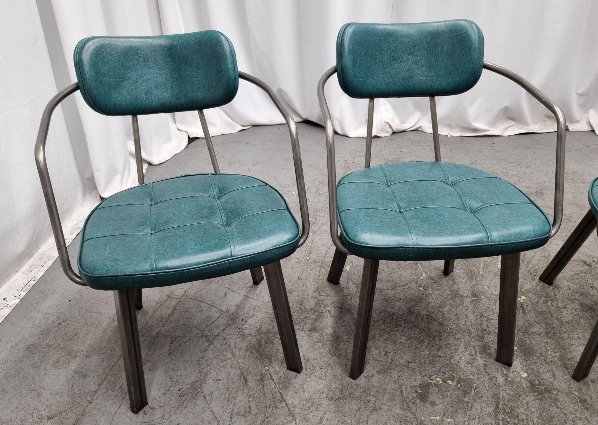 4x Industrial green leather restaurant chairs - L 550 x W 600 x H 80cm - Bild 2 aus 12