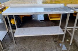 Stainless steel preparation table with splashback - L 1500 x W 600 x H 940mm