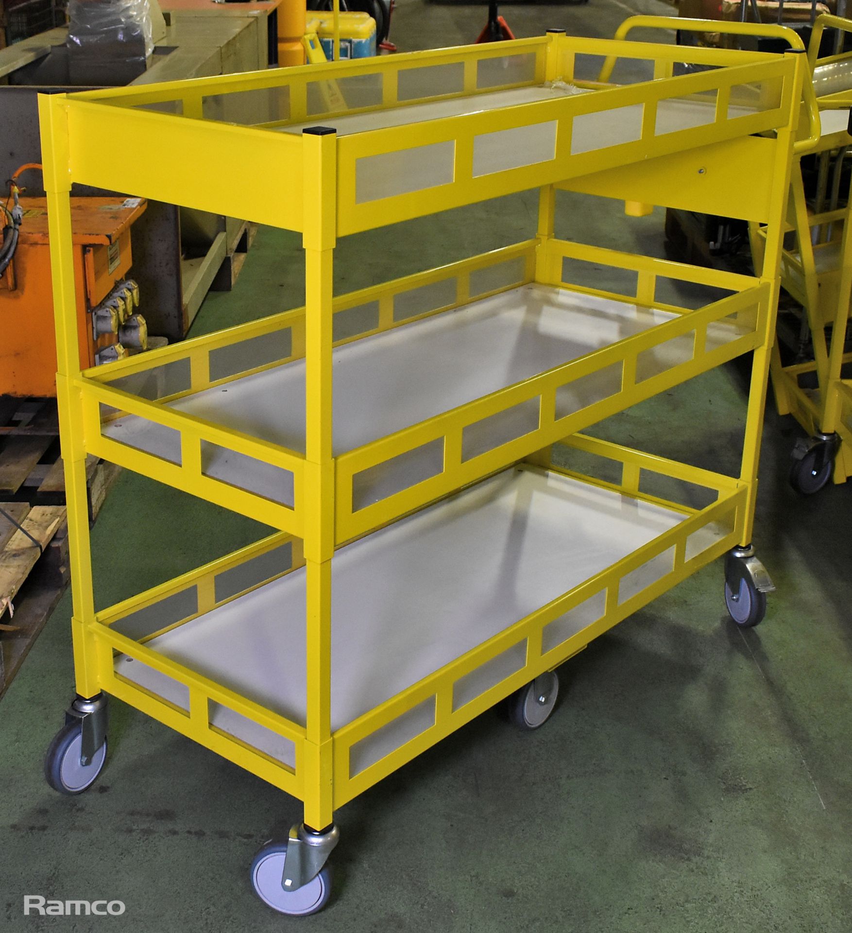 Yellow 3-tier general use trolley - W 1440 x D 550 x H 1150mm - Image 4 of 6