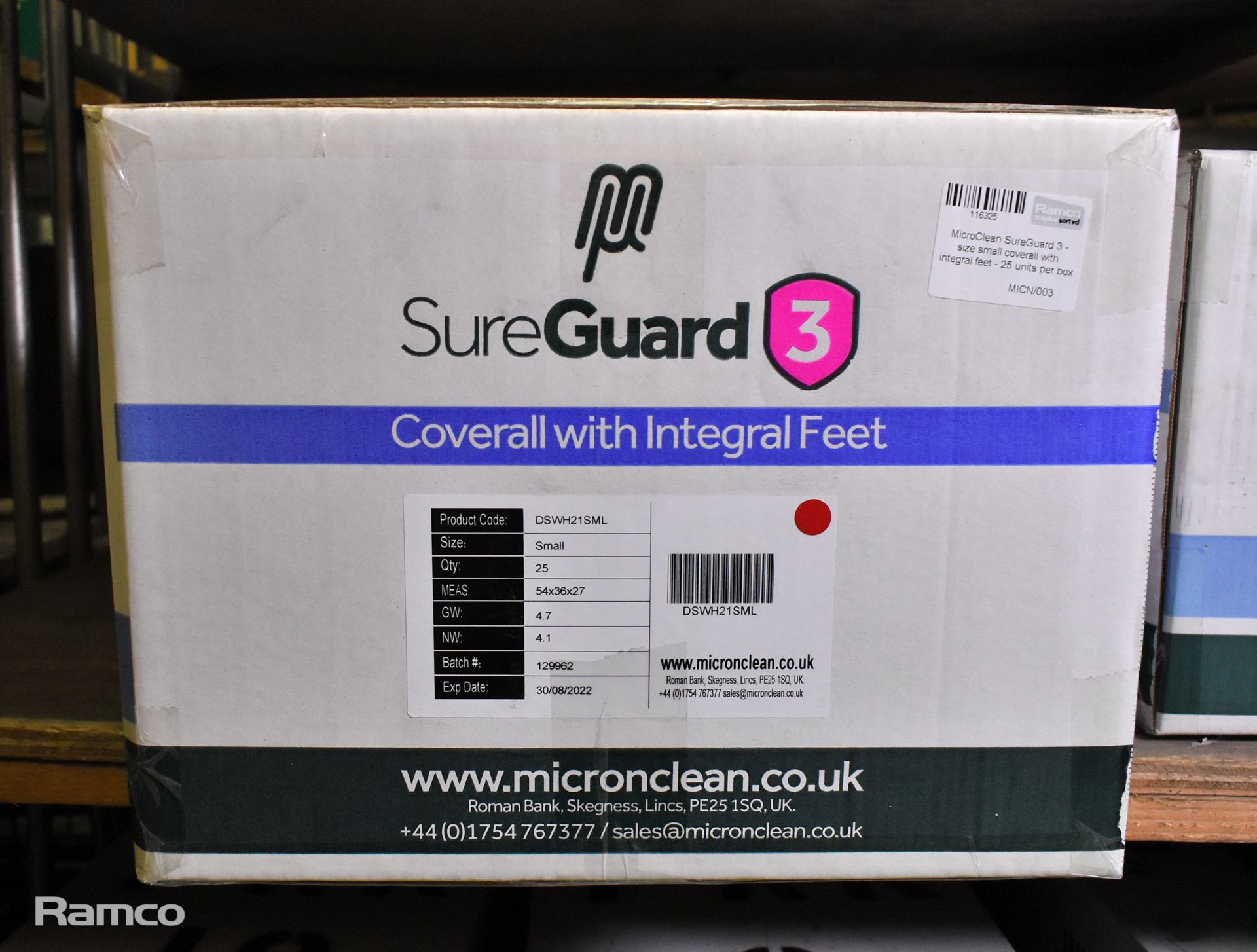 6x boxes of MicroClean SureGuard 3 - size small coveralls with integral feet - 25 units per box - Image 2 of 3