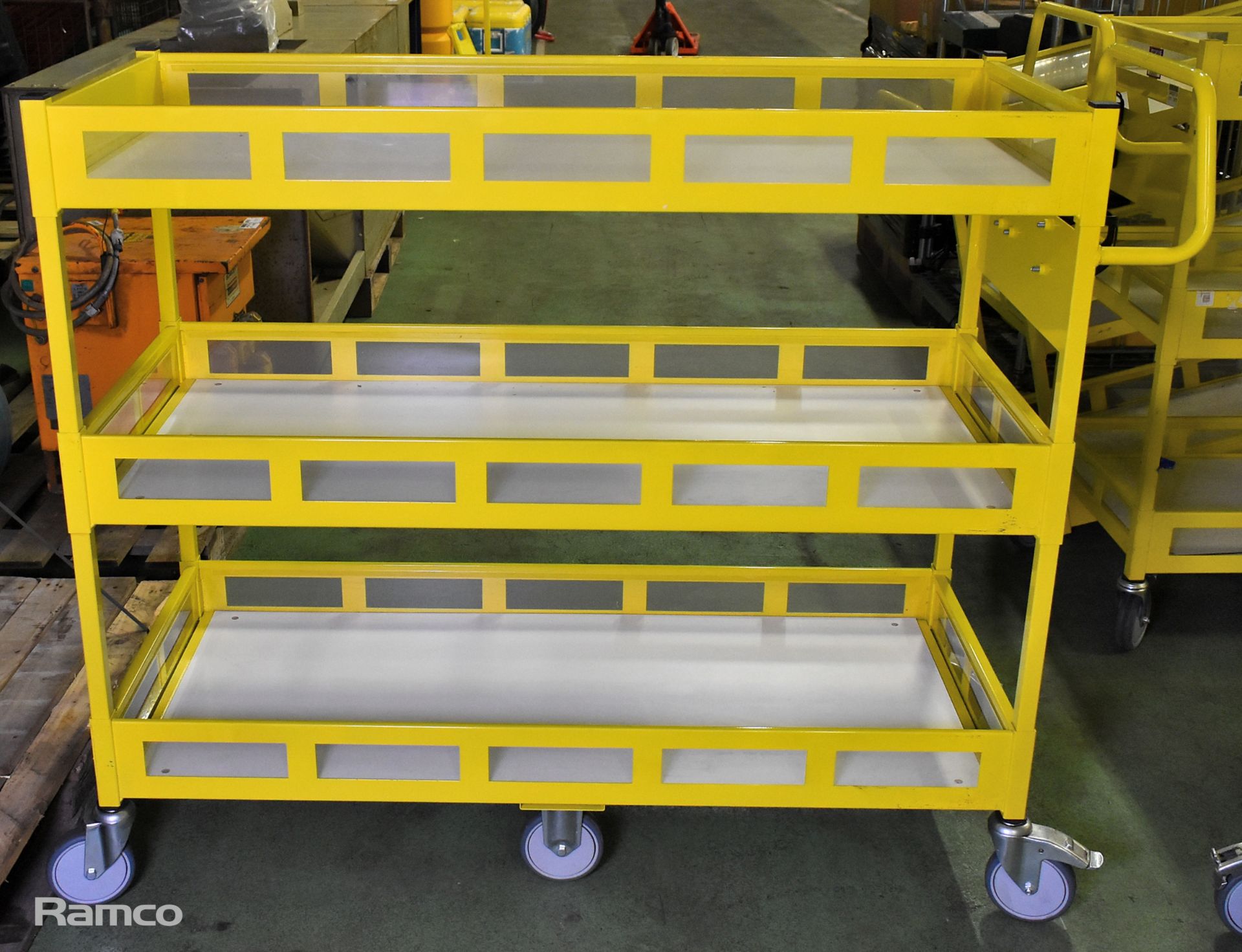 Yellow 3-tier general use trolley - W 1440 x D 550 x H 1150mm - Image 3 of 6