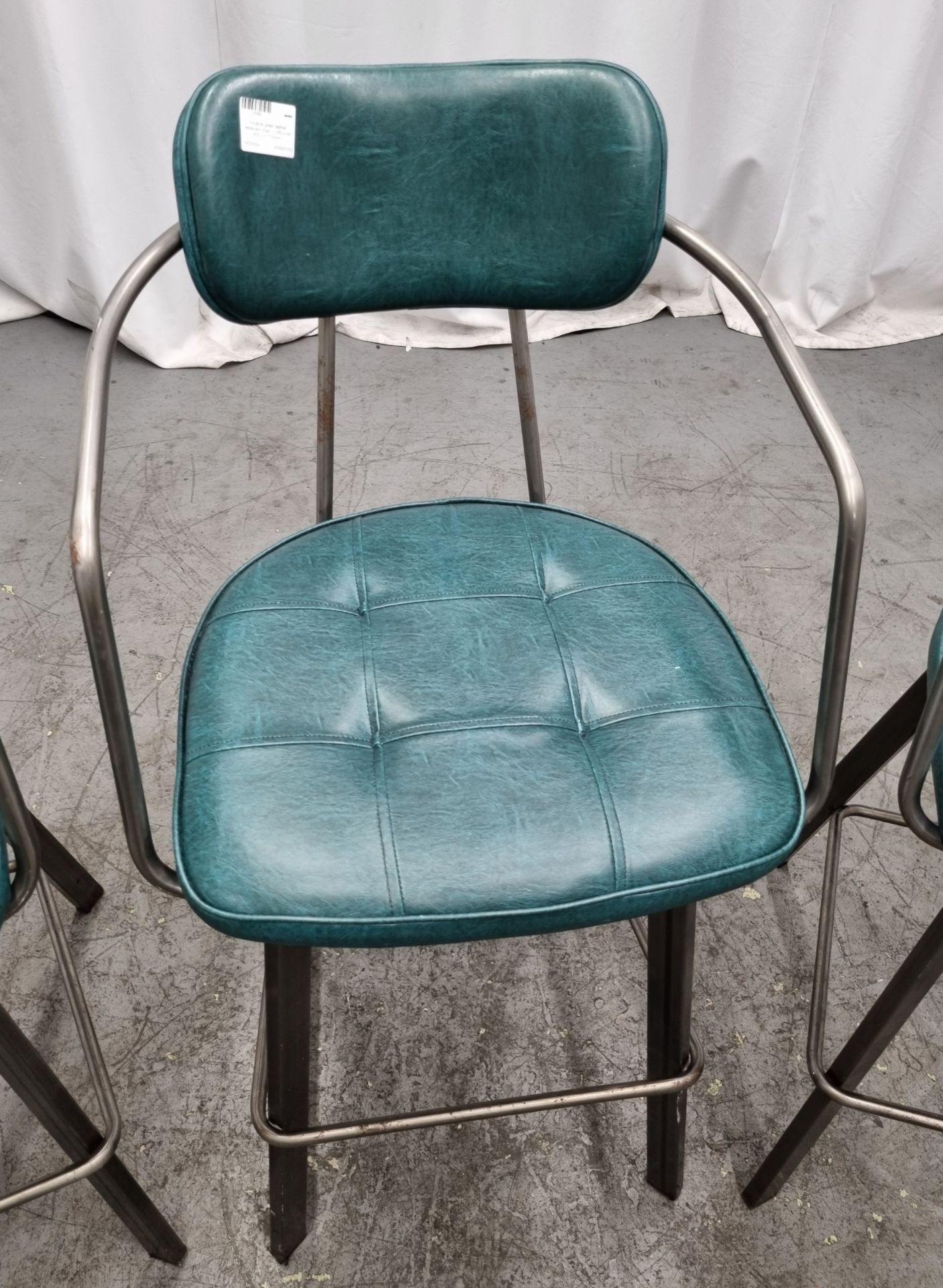 3x Industrial green leather restaurant chairs - L 550 x W 600 x H 1100mm - Bild 5 aus 15