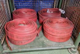 3x lengths of Angus Duraline 70mm lay flat hose with couplings - approx 23m each & more