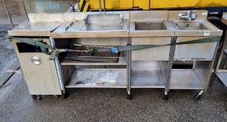Stainless steel sink unit with counter top - L 2150 x W560 x H 940mm
