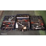 3x Multi piece tool kits in composite case - spanners, screwdrivers, hammer and punches