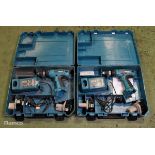 2x Makita 6317D cordless drills - DC1414F charger - 2 x 12V batteries - case