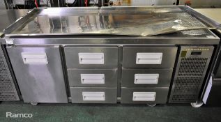 Hoshizaki Snowflake refrigerated preparation counter - back plate broken - W 1640 x D 700 x H 850 mm