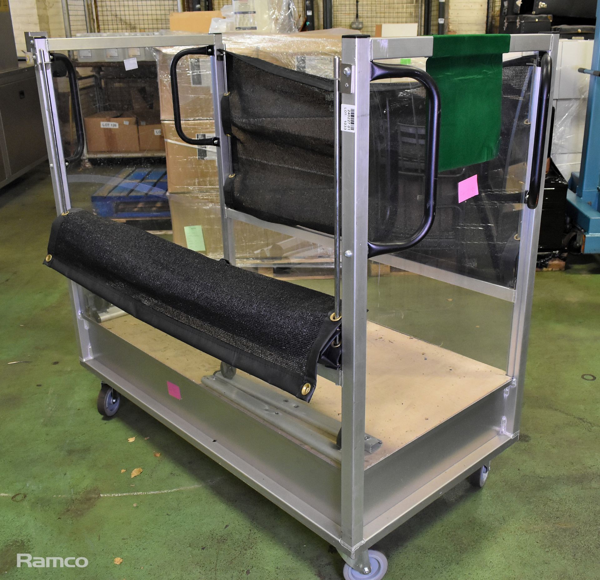 Metal trolley with mesh curtains - W 1500 x D 750 x H 1400mm - Image 2 of 5