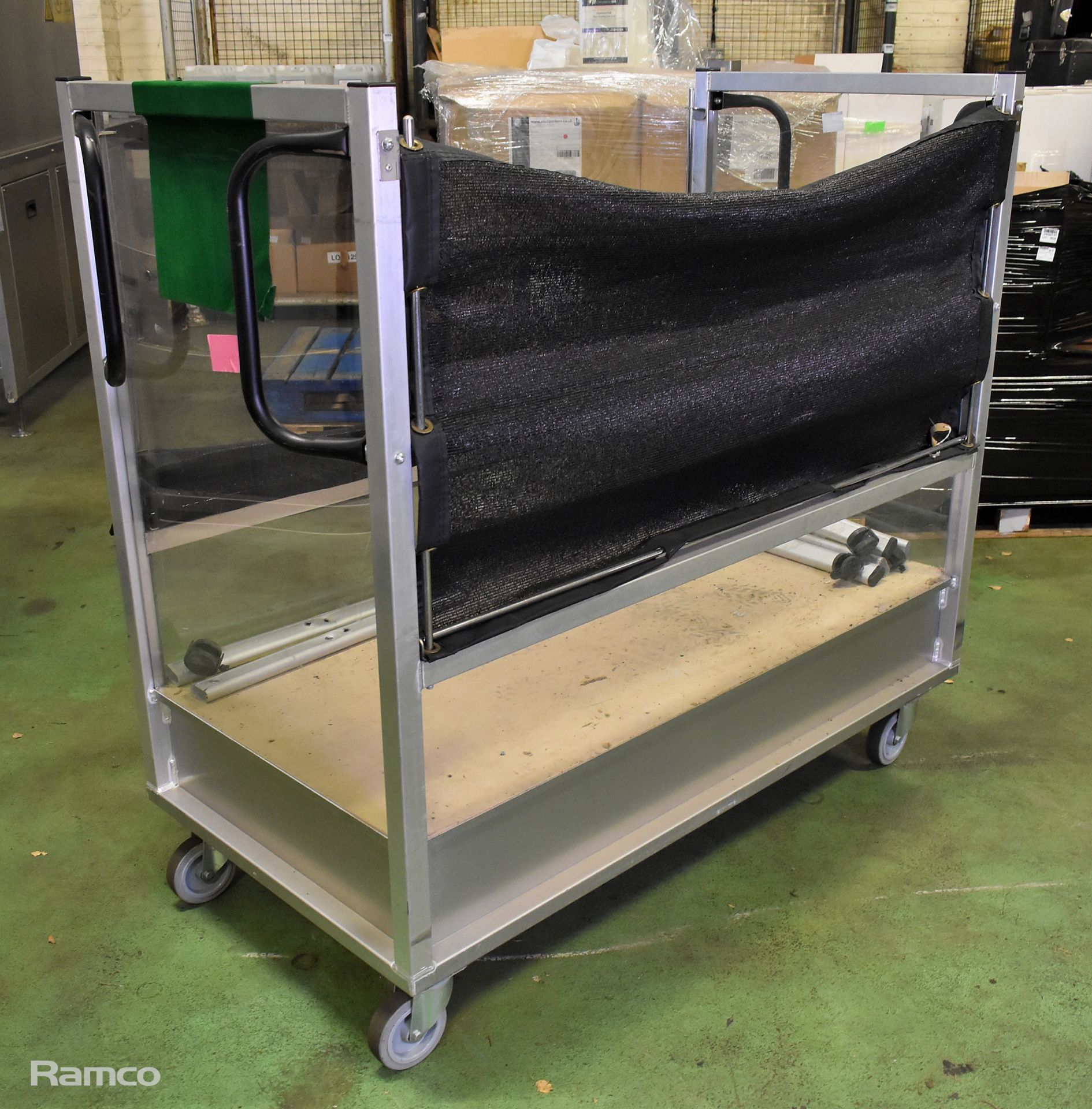 Metal trolley with mesh curtains - W 1500 x D 750 x H 1400mm - Image 3 of 5
