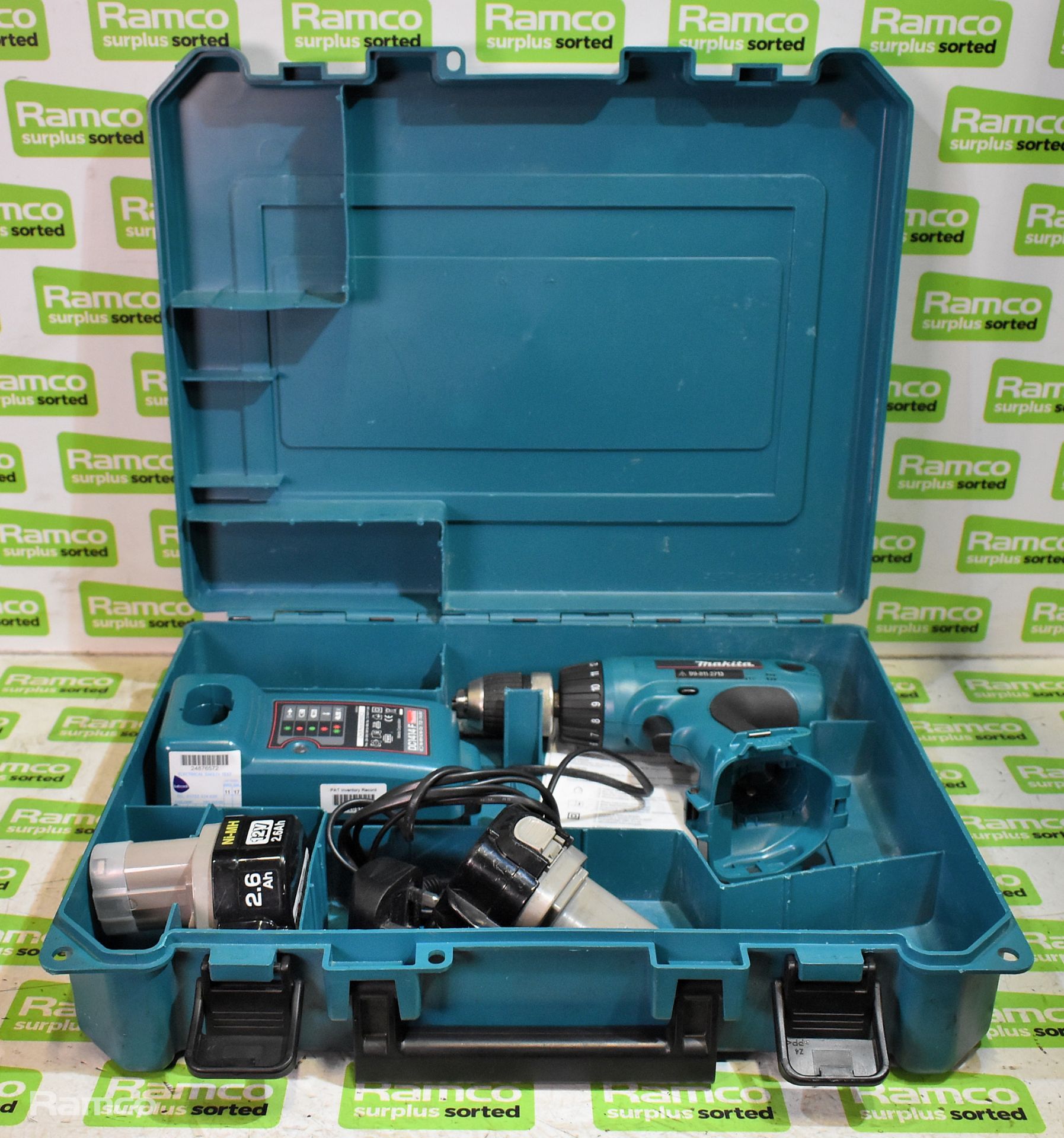 Makita 6317D cordless drill - DC1414F charger - 2 x 12V batteries - case