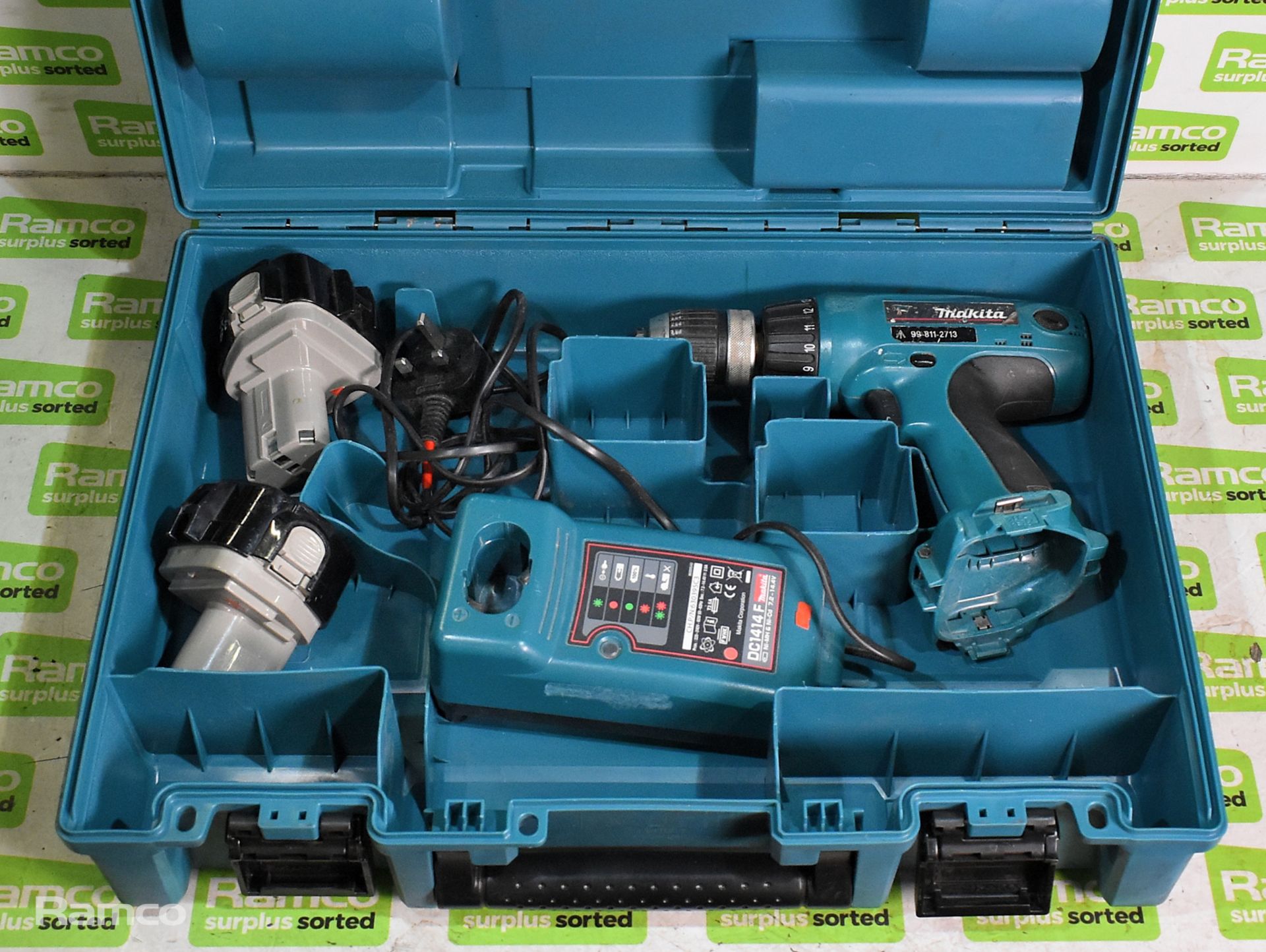 Makita 6317D cordless drill - DC1414F charger - 2 x 12V batteries - case - Image 2 of 7