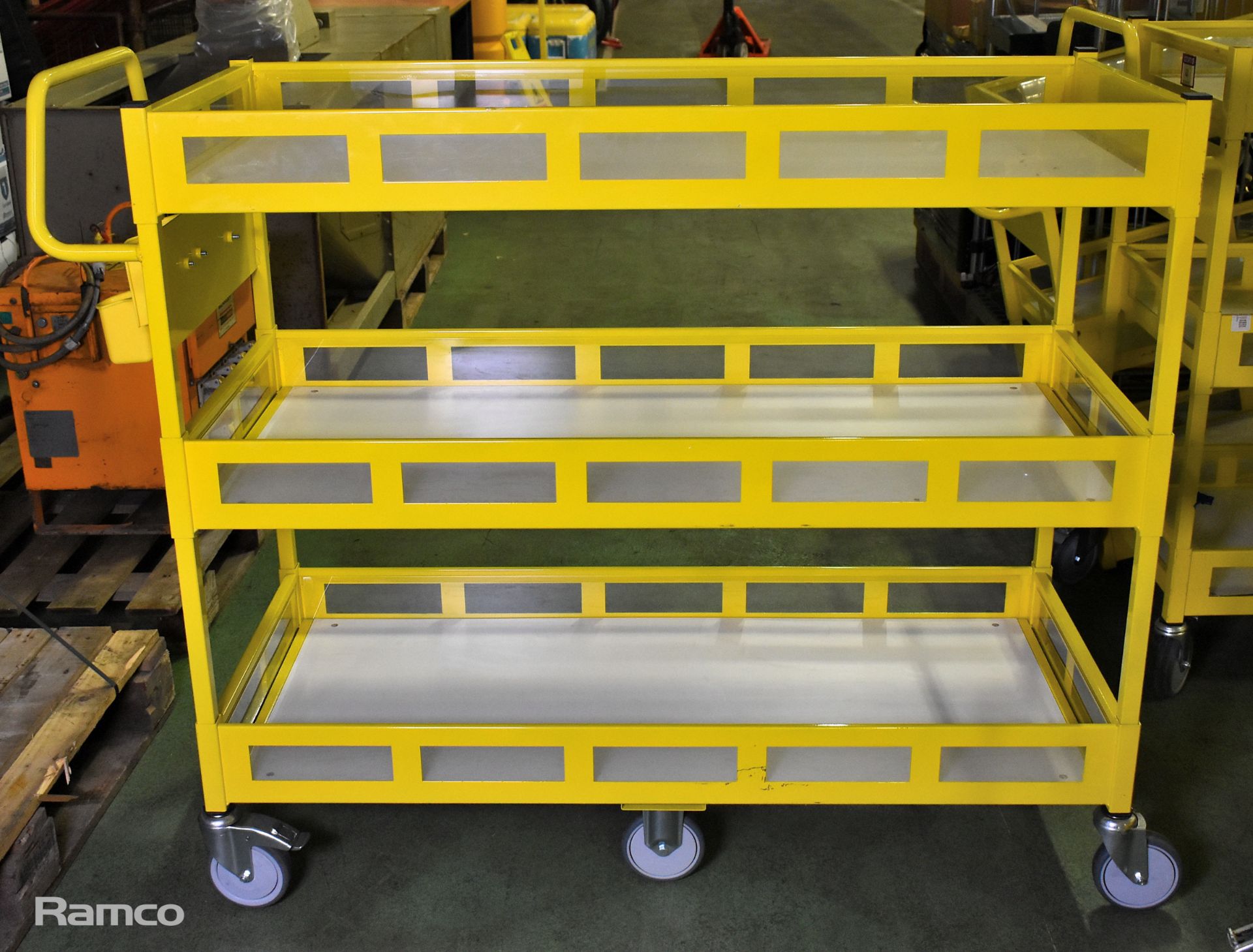 Yellow 3-tier general use trolley - W 1440 x D 550 x H 1150mm