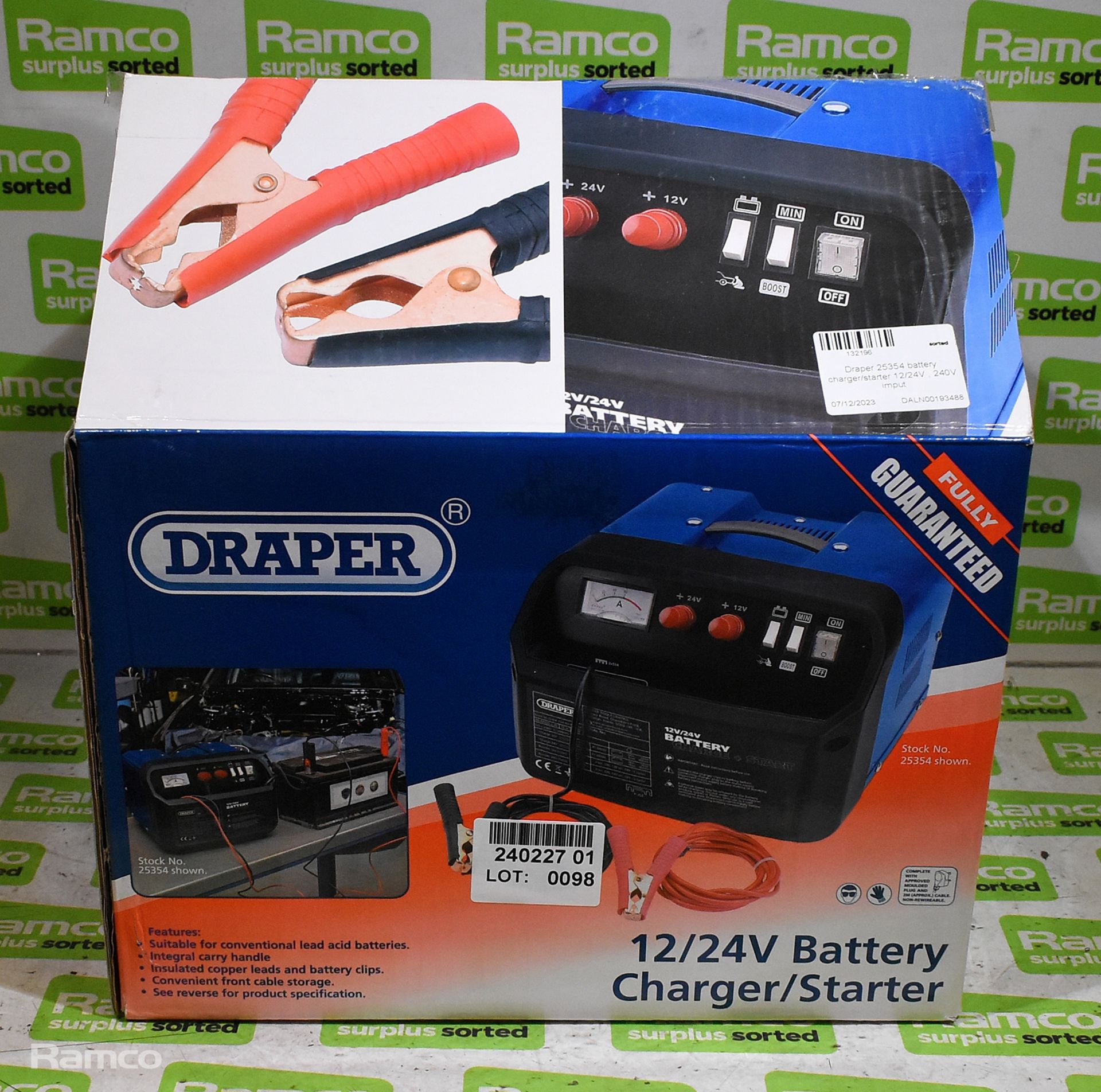 Draper 25354 battery charger/starter 12 / 24V - 240V input - Image 8 of 10