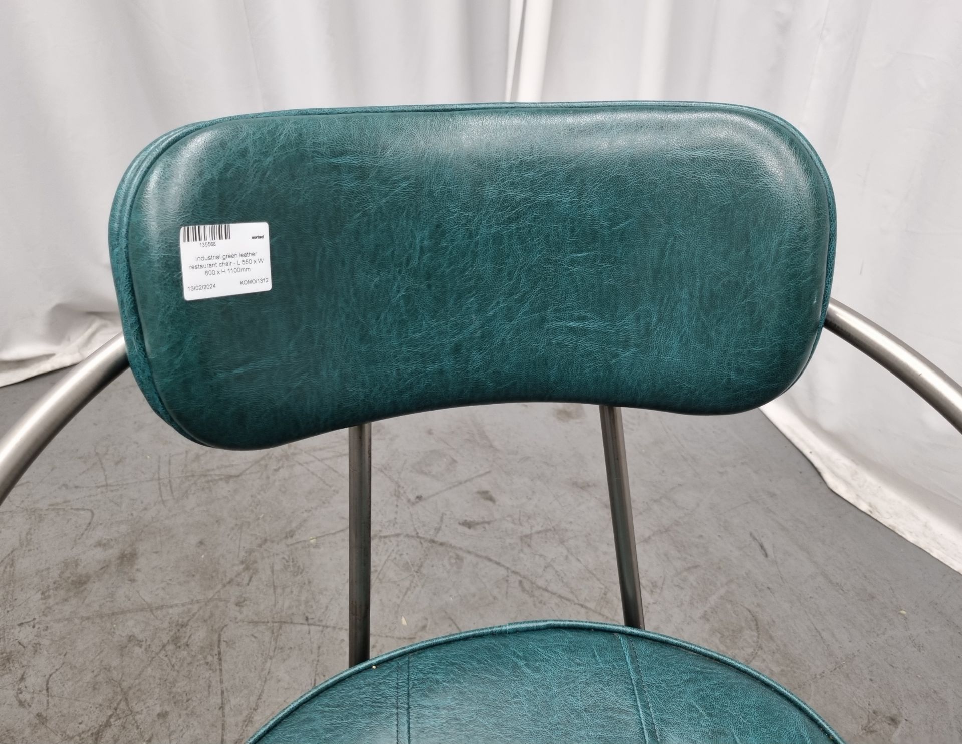 3x Industrial green leather restaurant chairs - L 550 x W 600 x H 1100mm - Bild 12 aus 15