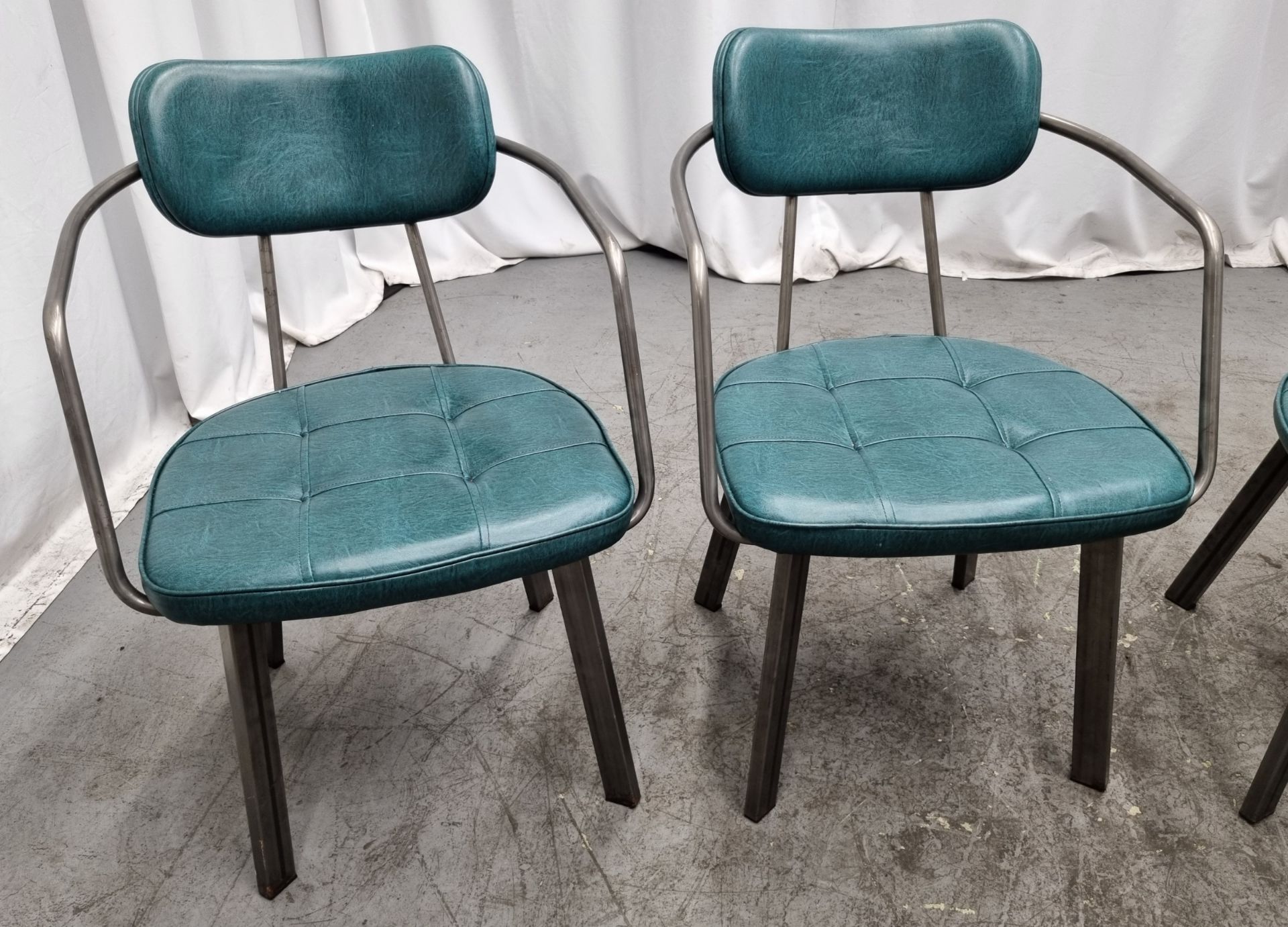 4x Industrial green leather restaurant chairs - L 550 x W 600 x H 80cm - Bild 2 aus 12