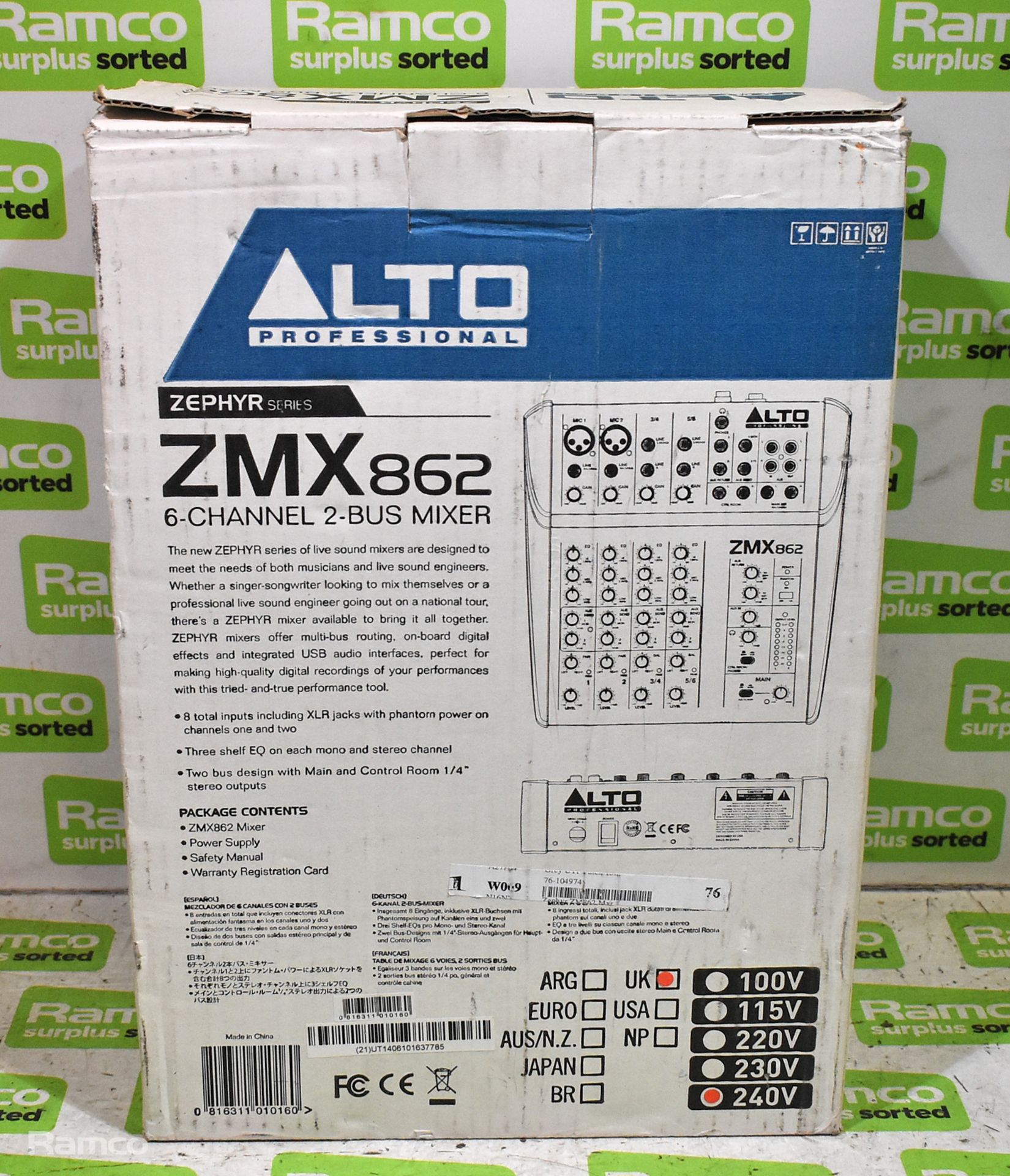 ALTO Pro ZMX862 6-channel 2-bus mixer, Yamaha MV800 audio mixer - Image 12 of 12