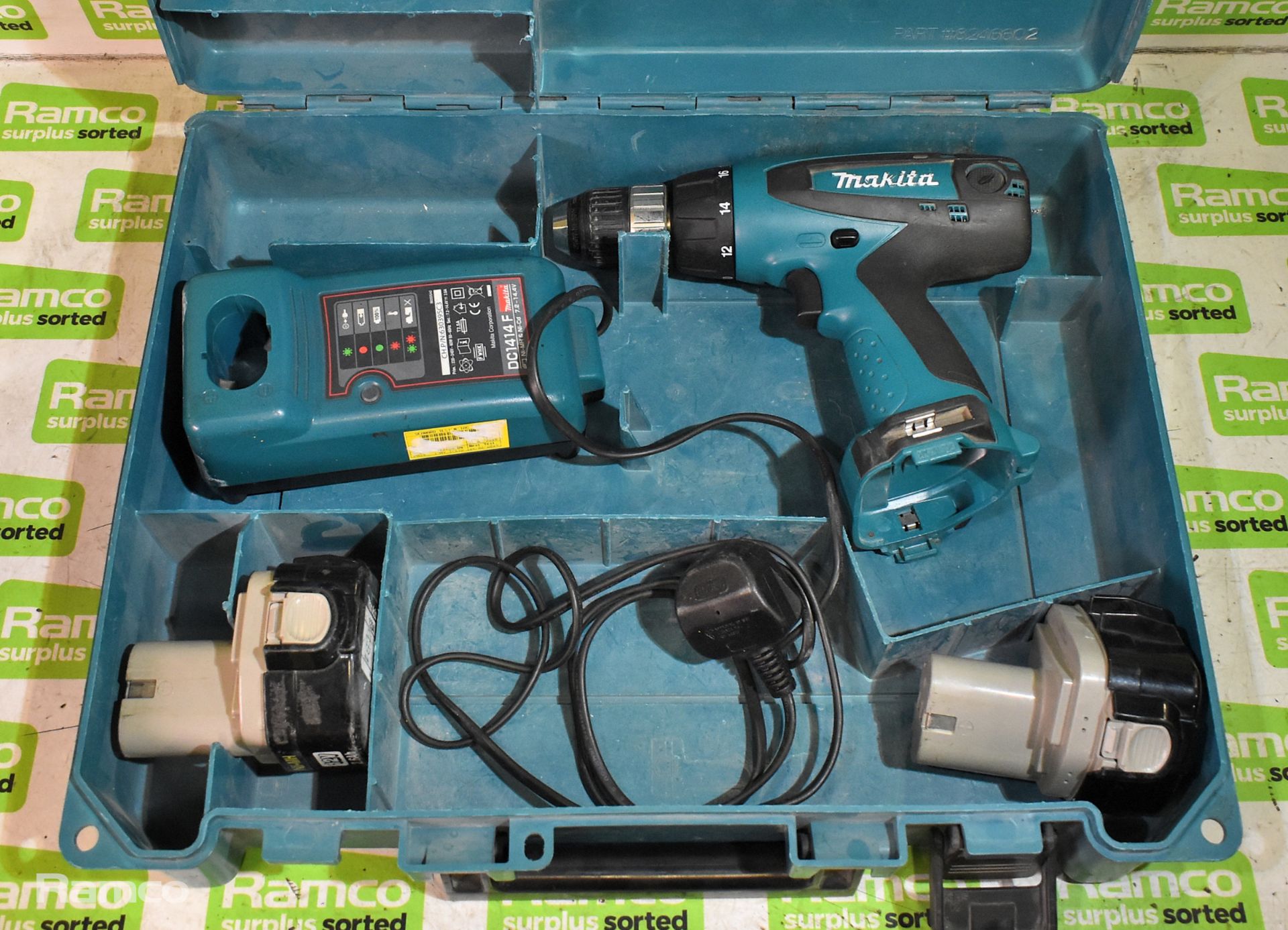 Makita 6317D cordless drill - DC1414F charger - 2 x 12V batteries - case - Image 2 of 5