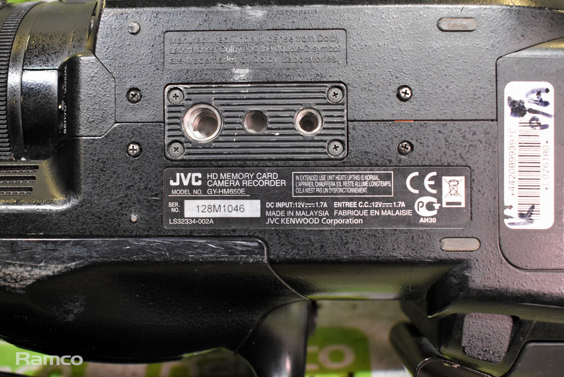 JVC GY-HM650E HD memory card camera recorder, Sony PMW-500 HD-XDCAM camcorder body - SPARES/REPAIRS - Image 12 of 21