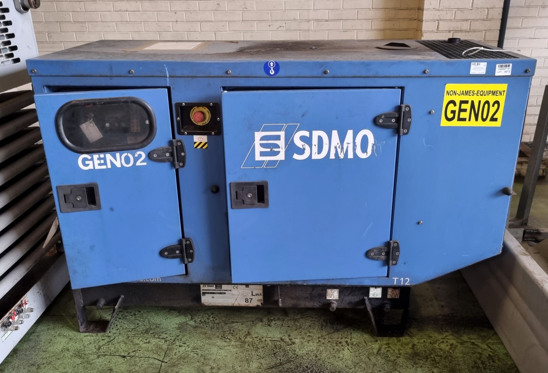 SDMO T12KM 2008 diesel generator - W 1750 x D 740 x H 1170 mm