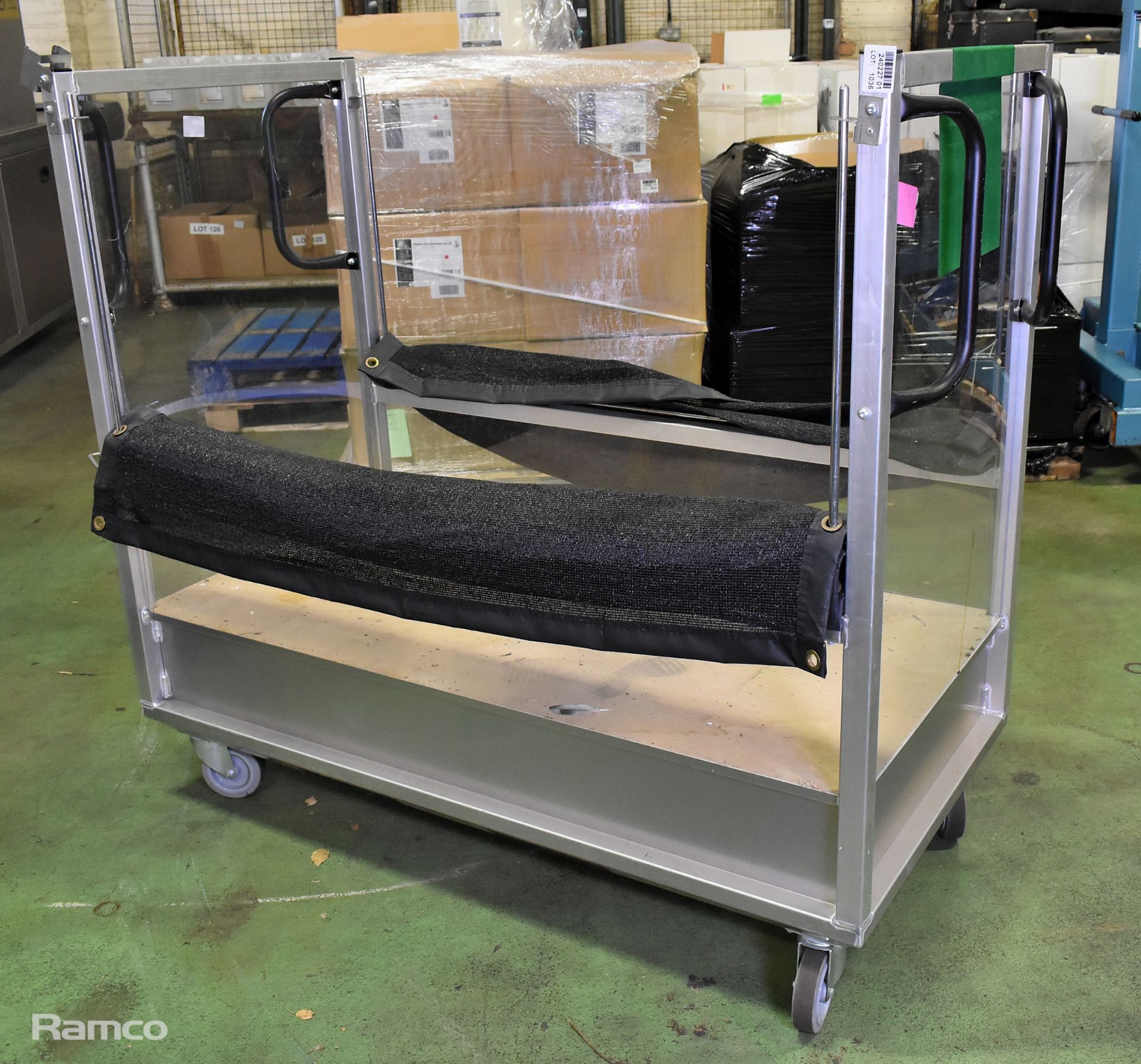 Metal trolley with mesh curtains - W 1500 x D 750 x H 1400mm - Image 4 of 6