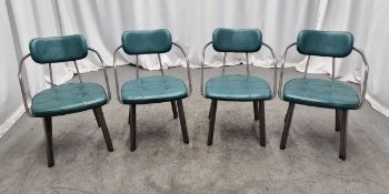 4x Industrial green leather restaurant chairs - L 550 x W 600 x H 80cm