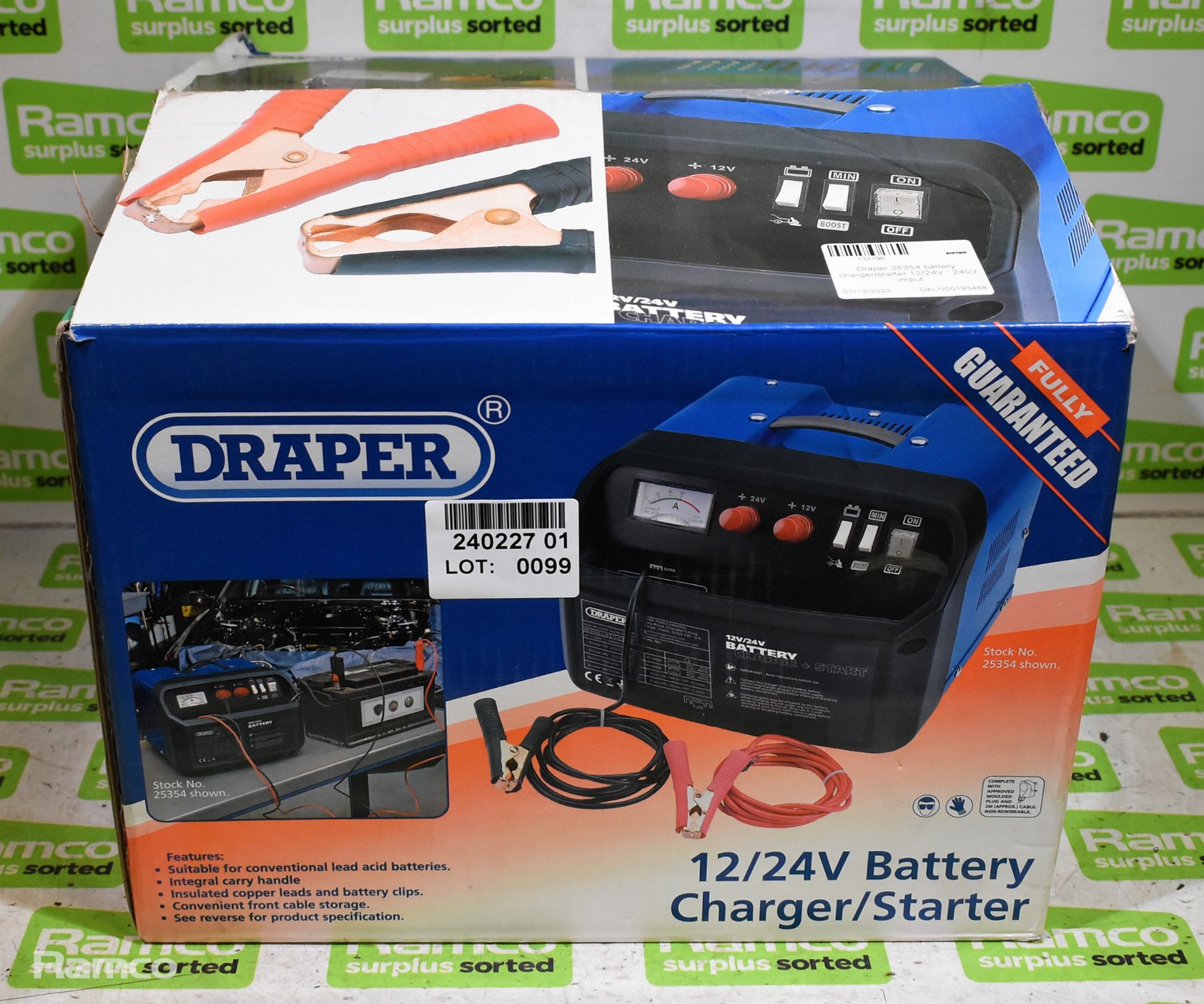 Draper 25354 battery charger/starter 12 / 24V - 240V input - Image 2 of 2