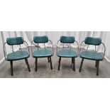 4x Industrial green leather restaurant chairs - L 550 x W 600 x H 80cm