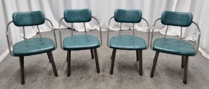 4x Industrial green leather restaurant chairs - L 550 x W 600 x H 80cm