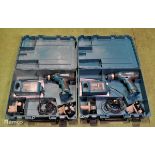 2x Makita 6317D cordless drills - DC1414F charger - 2 x 12V batteries - case