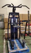 Pulse Fitness assisted chin and dip machine gym station - W 1400 x D 1130 x H 2100 mm