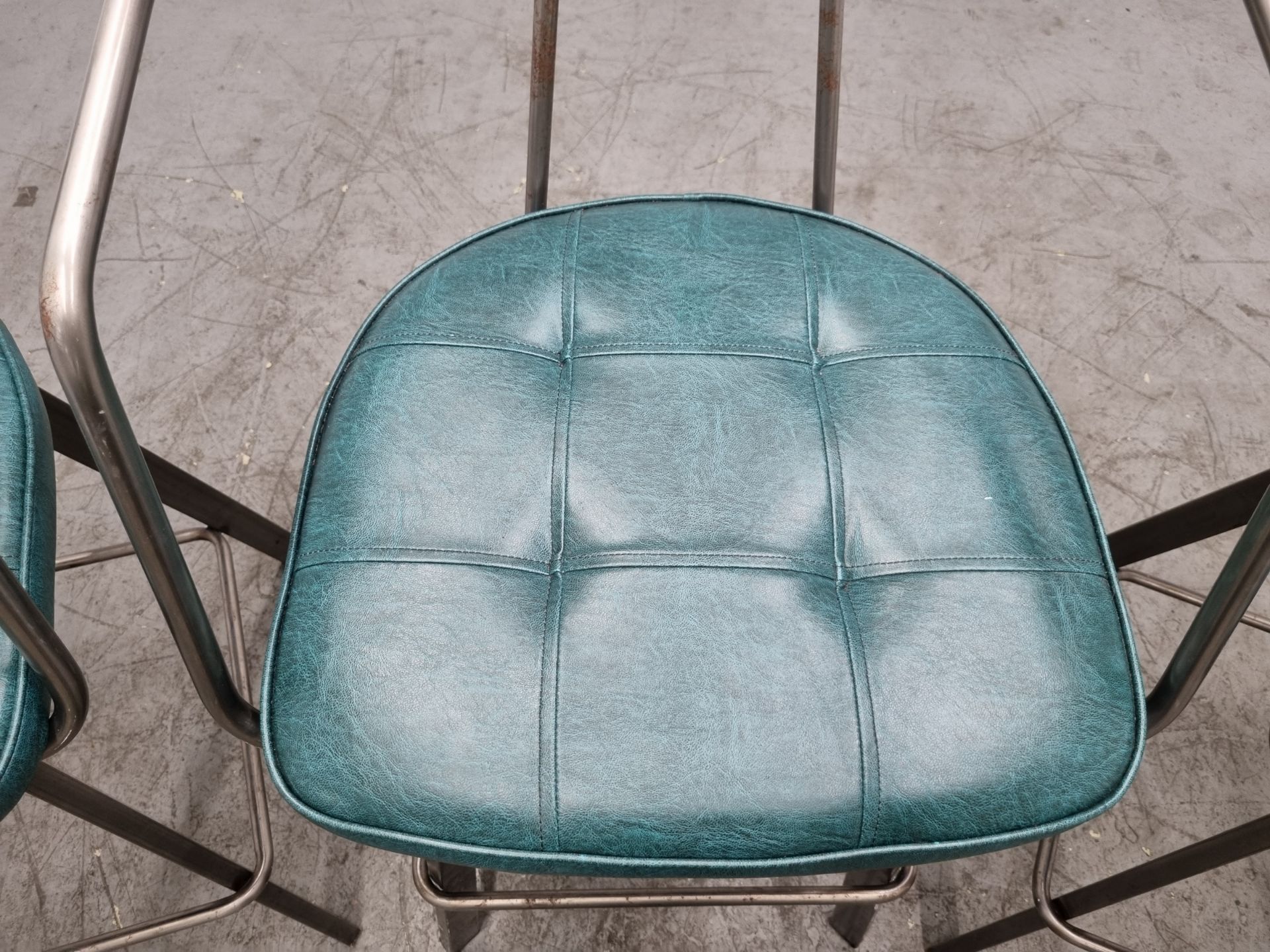 3x Industrial green leather restaurant chairs - L 550 x W 600 x H 1100mm - Bild 8 aus 15