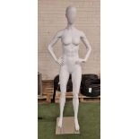 White plastic full body mannequin -YD-21 - Female - hands on hips - matt white