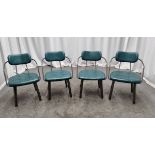 6x Industrial green leather restaurant chairs - L 550 x W 600 x H 80cm