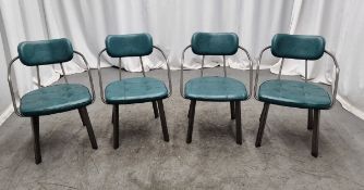 6x Industrial green leather restaurant chairs - L 550 x W 600 x H 80cm
