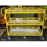 Yellow 3-tier general use trolley - W 1440 x D 550 x H 1150mm