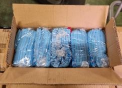 14x boxes of PAL International blue pleated mob caps - 10 packs of 100 per box
