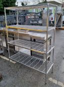 Stainless / Steel 4-tier shelving rack - W 1210 x D 460 x H 1670 mm