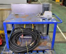 Water pump table with 4-way manifold and pressure hose - L 1150 x W 800 x H 1000mm